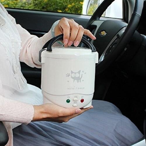 1L Electric Mini Rice Cooker Multifunctional White Portable Cookers Used In House 220V Or Car 12V Truck 24V Used as Lunch Box