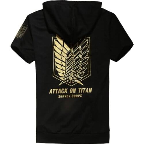 Attack on Titan hooded jacket mens Coat short sleeve Hoodie golden scouting legion boys clothes anime cosplay costume