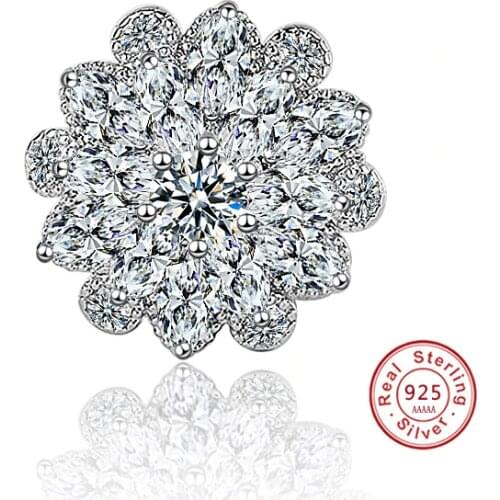 Hot Sale Small Fresh Sunflowers S925 silver Broches Handmade DIY Vintage Beauty Bow Badge Small Tie Clothing Wedding Jewelry