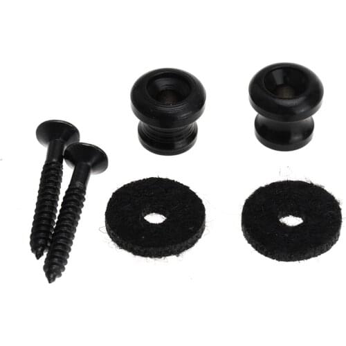 Musiclily Pro Metal Strap Buttons End Pins for Ukulele Small Sized Guitar Bass, Black (Set of 2)