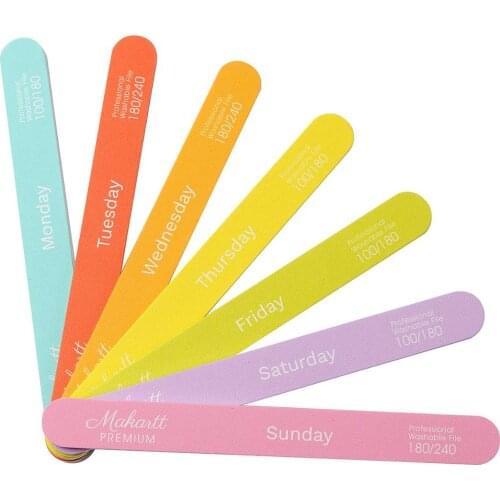 Makartt 7PCS Pastel Nail Files Set 100 /180 240 Grit for Poly Nail Extension Gel Acrylic Nails Emery Boards for Nails