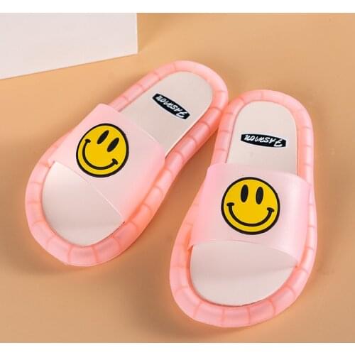 New Fashion Led Light Up Shoes Smile Face Cartoon Luminous Slippers Kids Shoes Girl Boys Outdoor Flip Flops Beach shoes SO040
