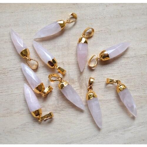 New Rose crystal charms , pink quartz agates facted point pendants ,DIY pendants for jewelry