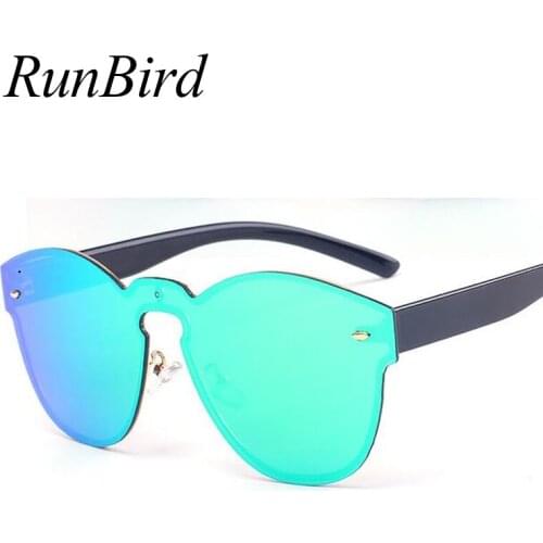 RunBird Flat Panel Conjoined Spectacle Rivet Round Sunglasses Women Summer Sun Glasses Brand Designer Vintage Oculos UV400 R032