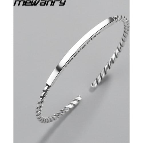 Mewanry 925 Sterling Silver Opening Bracelet New Fashion Vintage Simple Design Party Jewelry Birthday Gifts for Women Wholesale