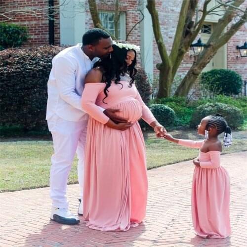 Maternity Dress For Photography Long Sleeve Pregnancy Dress Pregnant Women Dress Photo Shoot Mom and Daughter Matching Clothes
