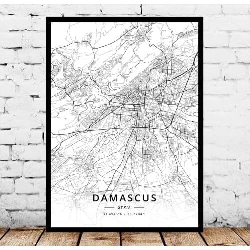 Damascus Syria Map Poster