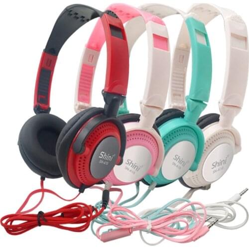 3.5mm Earphones Foldable Gaming Headset Shini Wired Headphones With Microphone Super Bass Stereo Music Headset For PC Phones