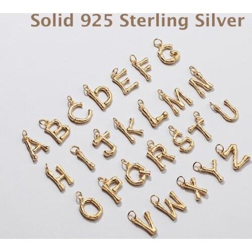 Lo Paulina Initial Alphabet Charms Pendants A~Z 26 Letters Solid 925 Sterling Silver Bead For Jewelry Gifts Making