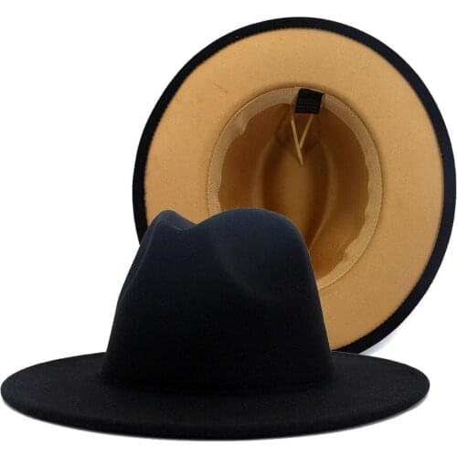 Fedora Hat Jazz Hats Cowboy Hat For Women And Men Double-sided Color Cap Red With Black Wool Bowler Hat Wholesale 2020