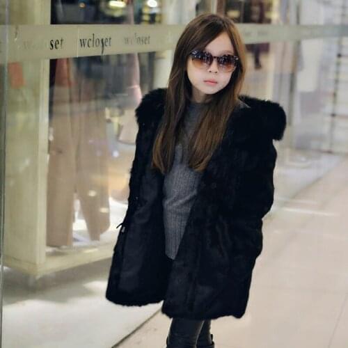 2021 Childrens Real Rabbit Fur Shield Winter Girls Solid warm Natural rabbit fur Coat Babys Fur Coat outerwear jacket