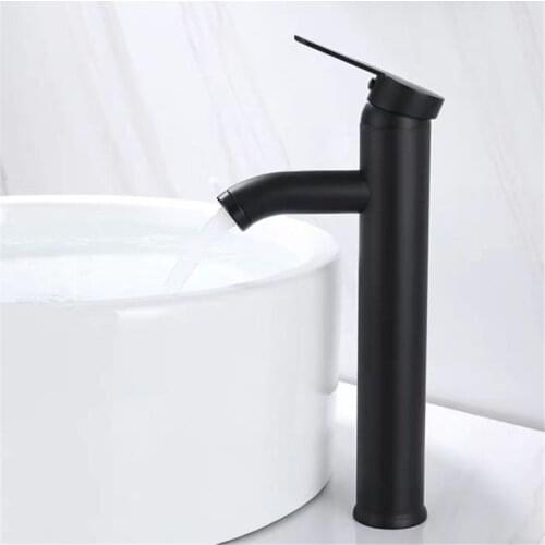 Single Handle Bathroom Basin Faucets Cold/Hot Mixer Basin Sink Tap Black