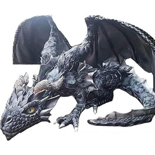 Big Squatting Dragon Sculpture Outdoor Garden Ornament Gothic Dragon Guardian Resin Crafts Statue Home Decoration Figurines 1PC