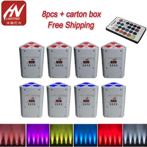 8pcs led wedge par 3x18w rgbwauv wireless dmx led par light battery led uplight par for dj weddings