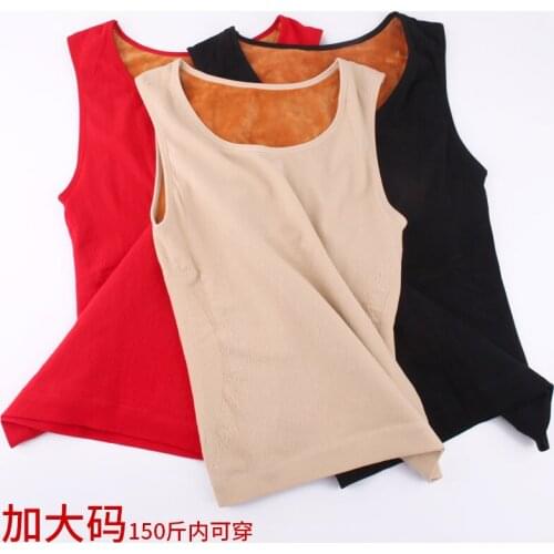 Black winter autumn XL thermal underwear female single round collar thickening base big fat mm body warm tank tops womens Vest