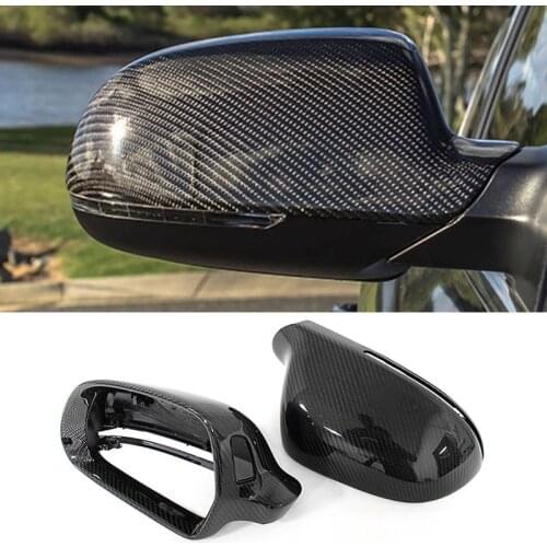 Carbon Fiber Rear View Mirror Cover Side Mirror Protector for- A4 B8 A6 C6 A5 Q3 2008-2011 with Side Assist Hole