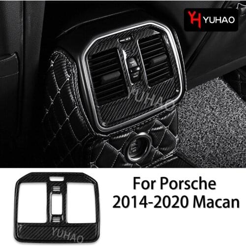 Car Rear Exhaust Vent Protective Cover Carbon Fiber Decorative Frame For Porsche 2014-2020 Macan Automotive Interior Products