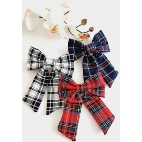 3 pcs Plaid Pattern Hair Clip Red/navy blue/white