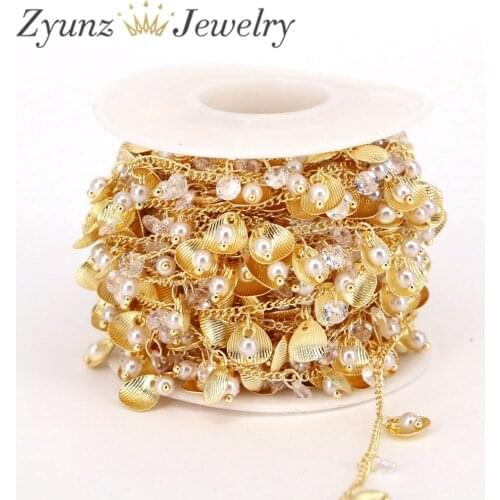5 Meters, Gold Fan-shaped Chain DIY Necklace Bracelet Pearl Crystal Bead Chains for Jewelry Making Findings Components Suppliers