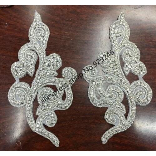 1 pair/pack fancy big flower crystal applique in pairs for women dress gown collar bra bridal wedding dress shoes embellishments