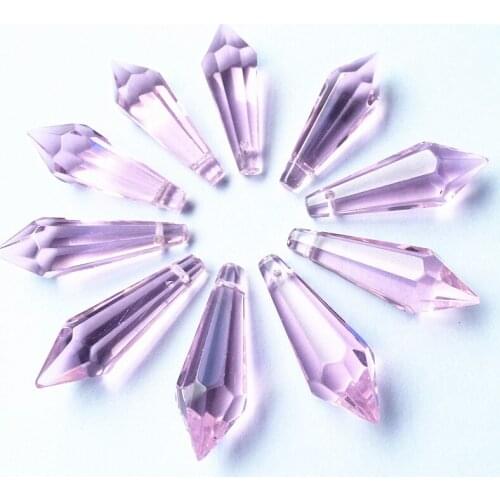 Top Quality 120pcs Pink Glass icicles Drops Crystal Prisms Chandelier Parts Lighting Hanging pendants (Free metal Jump rings)