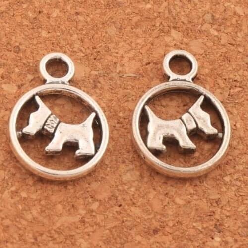 150pcs Tibetan Silver West Highland White Terrier On Ring Charm Beads 13.7x18.9mm Pendants Alloy Handmade Jewelry DIY L1547