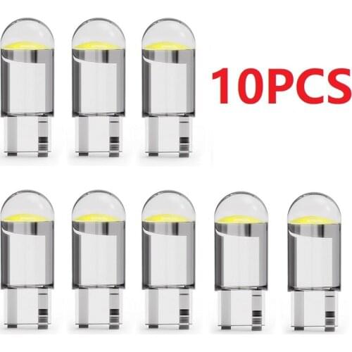 T10 Led Lights 2/10pcs W5W 194 Glass Housing LED Lamp Car Bulb White Wedge License Plate Lamp Dome Light 7 Color Auto Universal