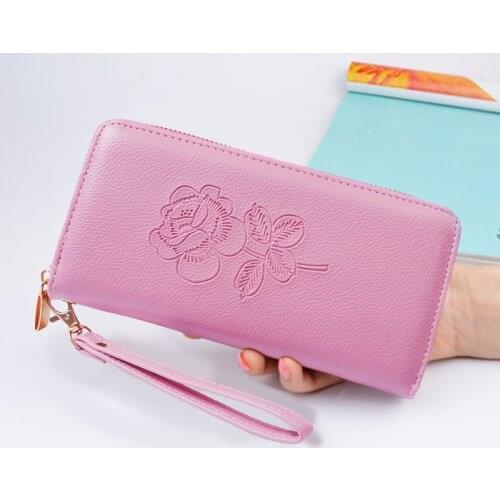 2021 engrave women wallets fashion leather long top quality classic card holder female purse zipper brand wallet for woman