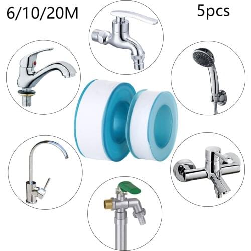 Fashion 5PCS 6/10/20M Roll Thread Oil-free Tape PTFE Tape Plumbing Sealing Band Water Pipe Home Improvement Adhesives Sealers