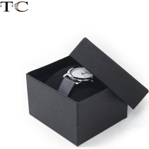 5pcs/lot Watch boxes Black Paper Watch packing Boxes with pillows inside Free shipping