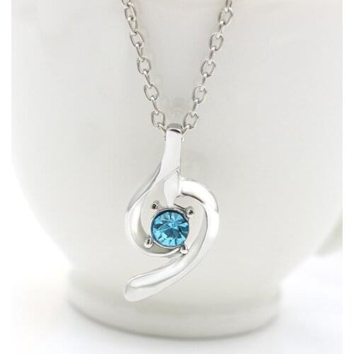 8 Colors New Design Fashion Lucky Angel Center Clear Crystal Silver Plated Pendant Necklace for Women Jewelry