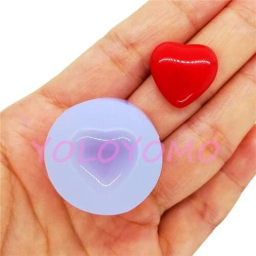 B374YL Cute Heart Cabochon Silicone Mold Fondant Cake Decorating Candy Chocolate Fancy Earrings Necklace Making 17.2mm X 16.7mm