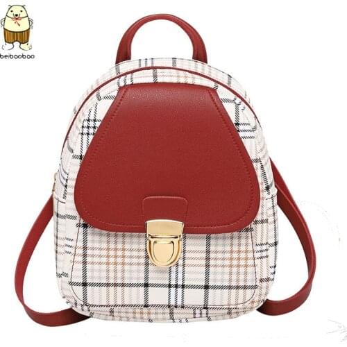 Beibaobao Phone Purse Korean Style New Trendy Female Bagpack Mini Backpack Crossbody Bag For Teenage Girl Plaid Women Shoulder