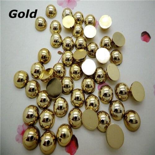 Free Shipping Gold 10mm 300Pcs Craft ABS Half Round Flatback Pearls,Loose Imitation Pearl Beads For DIY Decoration