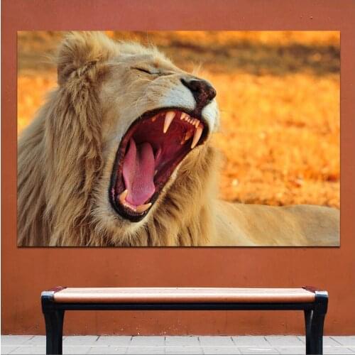 Large size Printing Lions tooth fangs Roar Tongue Wall Art Picture Home Decor Living Room Modern Canvas Print No Frames WLONG