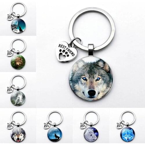2021 Wolf In The Dark Keychain Key Ring Holder Wolf Head Keychain MenS Jewelry Gift