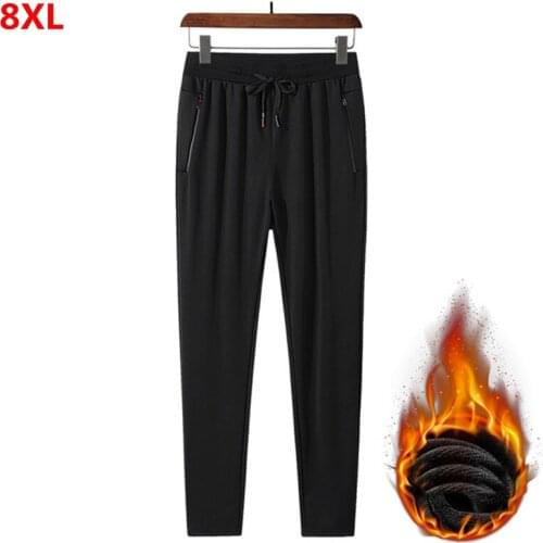 Winter mens sports trousers soft compound male trousers loose mouth plus size 8XL 7XL 6XL 5XL sweatpants