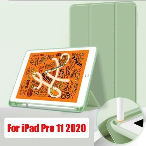 For iPad Pro 11 2020 2nd Generation Case With Pen Holder PU Leather Auto Wake/Sleep Anti-Fall Fold Folio Cover For iPad Pro 11"