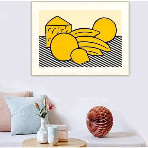 Citon Roy Lichtenstein《Yellow still life》Pop art Canvas Oil Painting Art Poster Picture Wall Background Decor Home Decoration