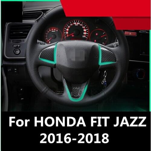 For HONDA FIT JAZZ 2016-2018 1pc ABS Chrome Car Accessories car stickers Steering Wheel U-Shaped Decoration Cover Sequins