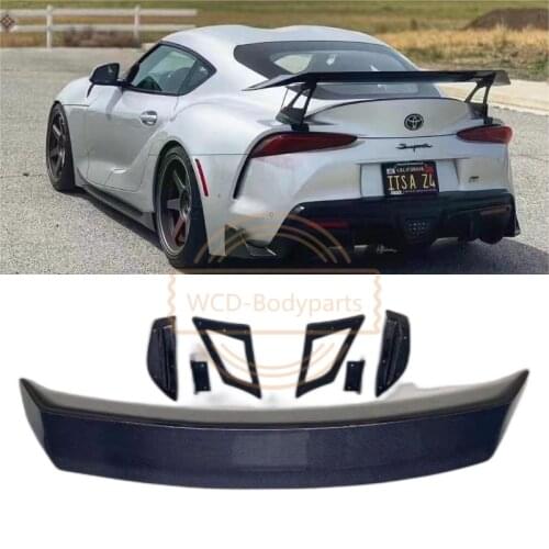 For Toyota Supra A90 2019 2020 2021 GT Sport-Style Real Carbon Fiber Car Rear Wing Trunk Lip Spoilers
