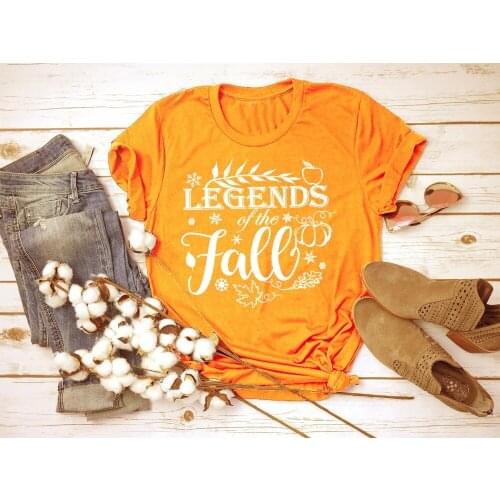 Legends of the Fall Shirts Ladies Womens Fall apparel Autumn T-shirt Graphic Tees Halloween pumpkin yellow casual tee quote top