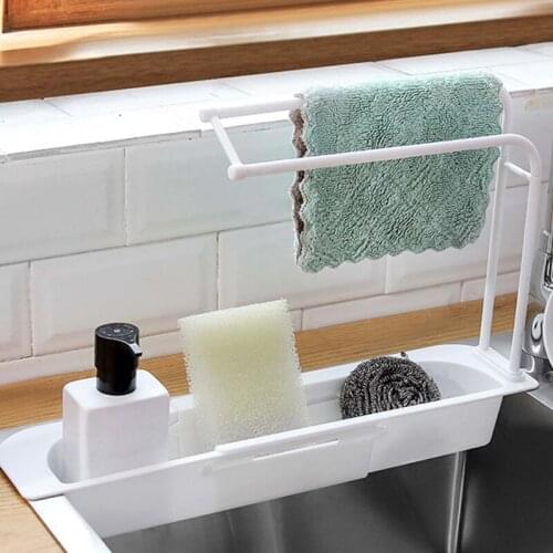 Multifunctional Sink Drain Rack Shelf Telescopic Basket Cup Bowl Sponge Holder Kitchen Storage Organizer