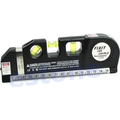 Multipurpose Level Laser Horizon Vertical Measure Tape Aligner Bubbles Ruler 8FT