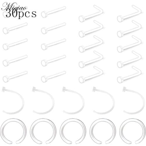 Miqiao Fashion Hot Sale Acrylic Set Invisible Transparent Nose Ring Belly Button Nail Body Piercing Jewelry