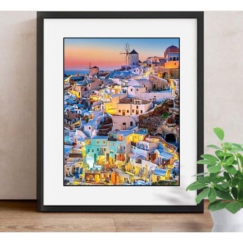 Mosaic Cross Stitch Diamond Painting Landscape 3D Diamond Embroidery Town Life Full New Arrival Decoration Home DIY
