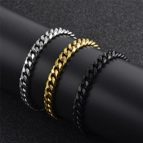 Men bracelet black stainless steel gifts for male cuban link bracelet chain on hand accessories man chain couple bracelets women