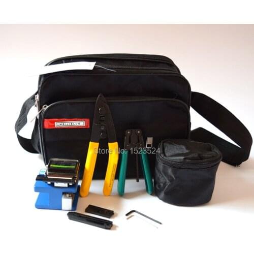 5 in 1 FTTH Tool Kits with Fiber Cleaver,Fixed Length Stripper,Drop Cable Stripper,CFS-2 Fiber Optic Stripper and Carrying Bag