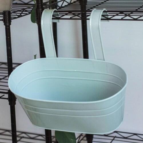 Wall Hanging Flower Pots Home Oval Metal Plant Flower Pot Fence Balcony Plants Home Bonsai Decor Holder Basket Home Garden
