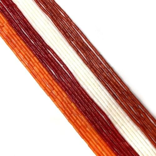 Natural Red Coral Beads Hand Carved Cylindrical Bulk Jewelry Wholesale Making Necklace and Bracelet Accessories Degree 15 inches